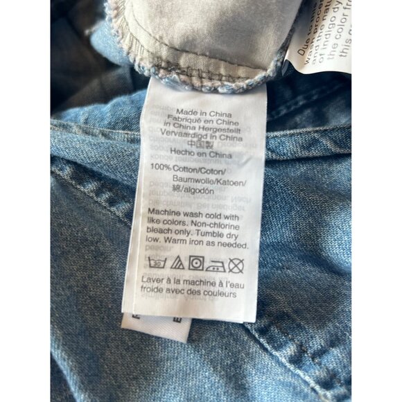 Madewell Blue Chambray Sleeveless Denim Wide Leg Romper Jumpsuit Size 12 - Picture 8 of 8